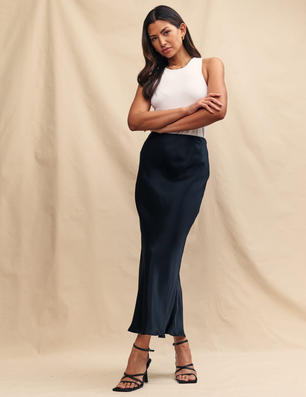 Satin Midi Slip Skirt 5 of 5