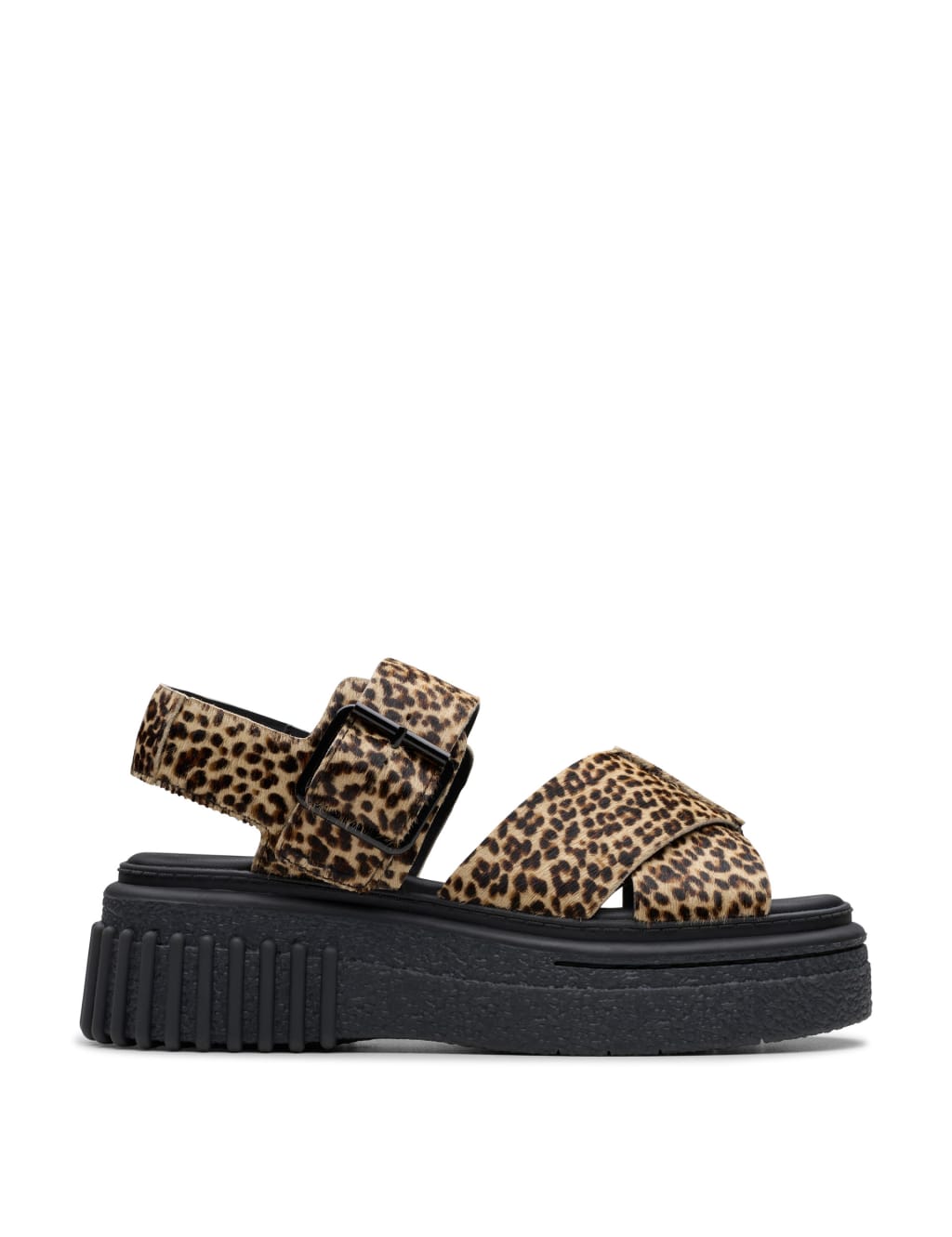 Leather Leopard Print Flatform Sandals 1 of 7