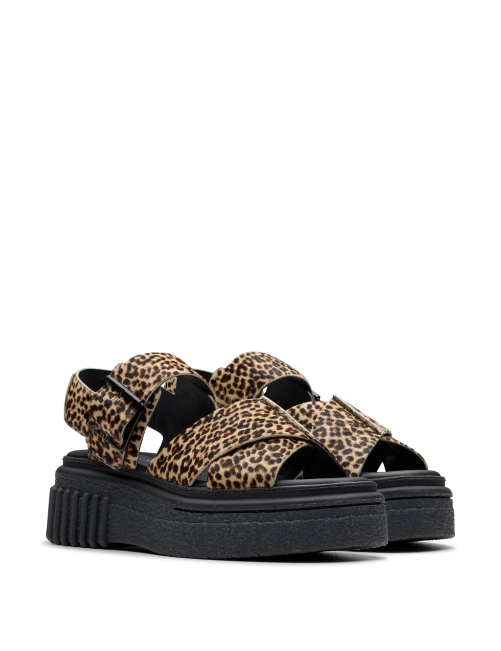 Leather Leopard Print Flatform Sandals 2 of 7