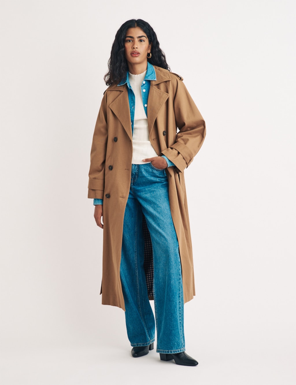 Pure Cotton Double Breasted Trench Coat