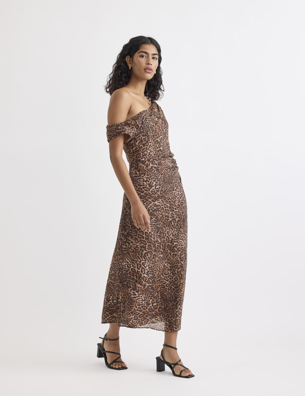 Animal Print One Shoulder Midaxi Slip Dress Nobody s Child M S