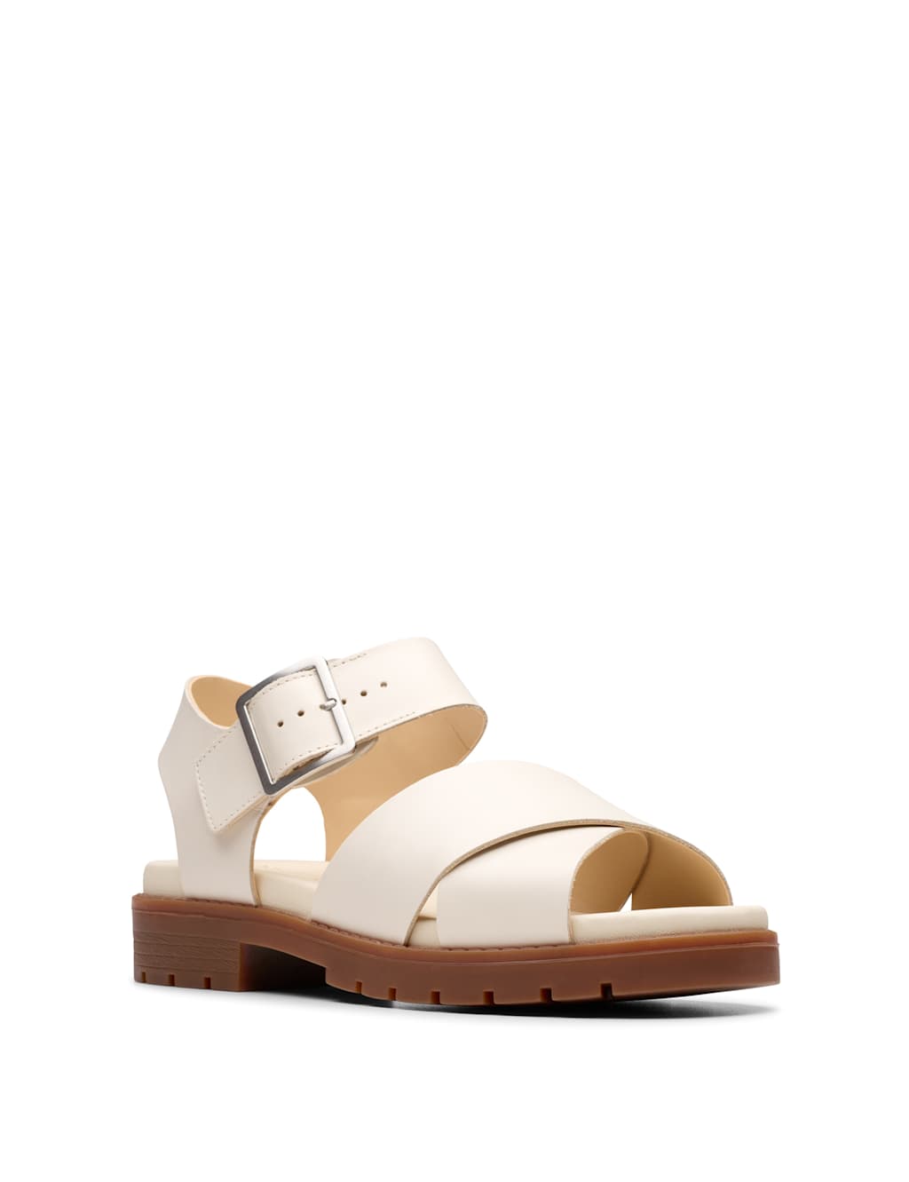 Leather Buckle Footbed Platform Sandals 3 of 7