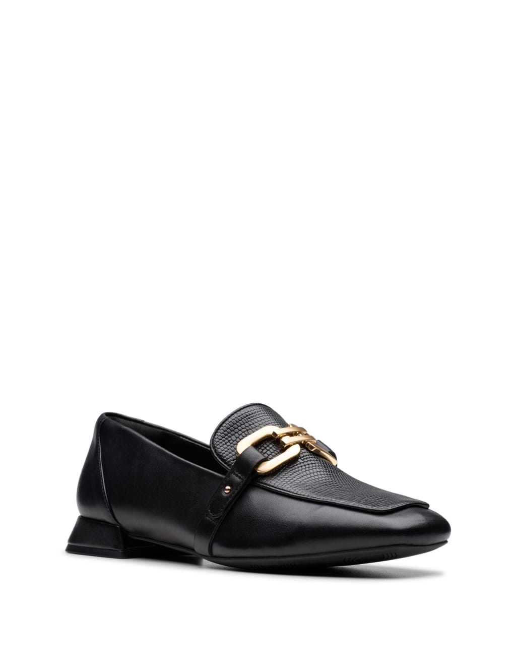 Leather Chain Detail Square Toe Loafers 3 of 7