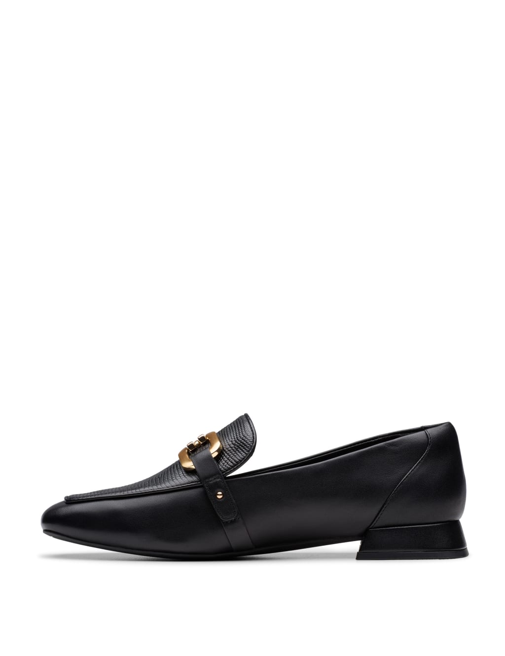 Leather Chain Detail Square Toe Loafers 4 of 7