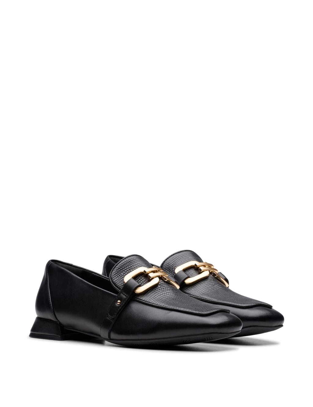 Leather Chain Detail Square Toe Loafers 2 of 7