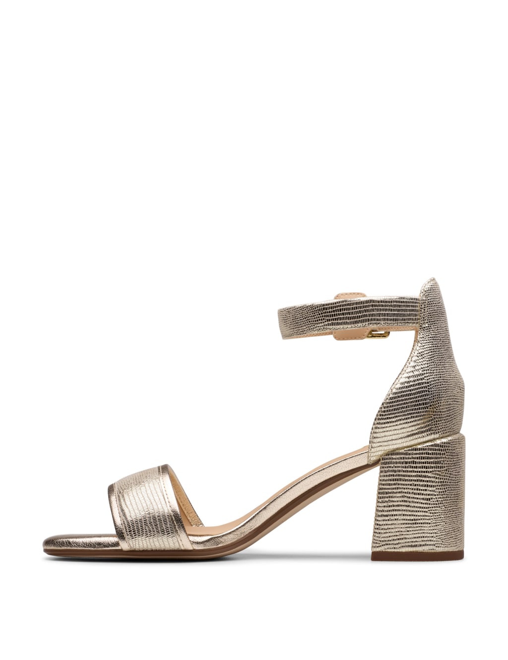 Leather Buckle Ankle Strap Block Heel Sandals 3 of 7