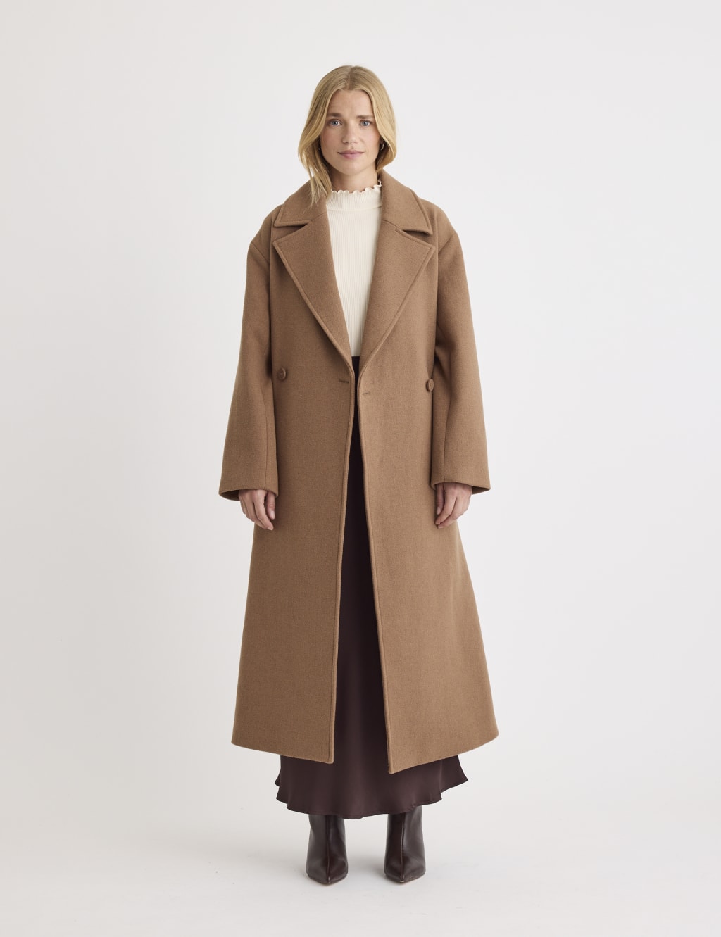 Wool blend tailored coat top