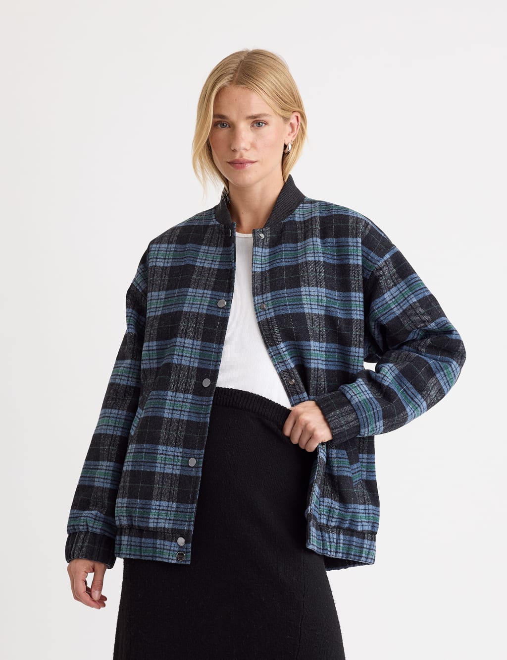 Checkered bomber jacket store