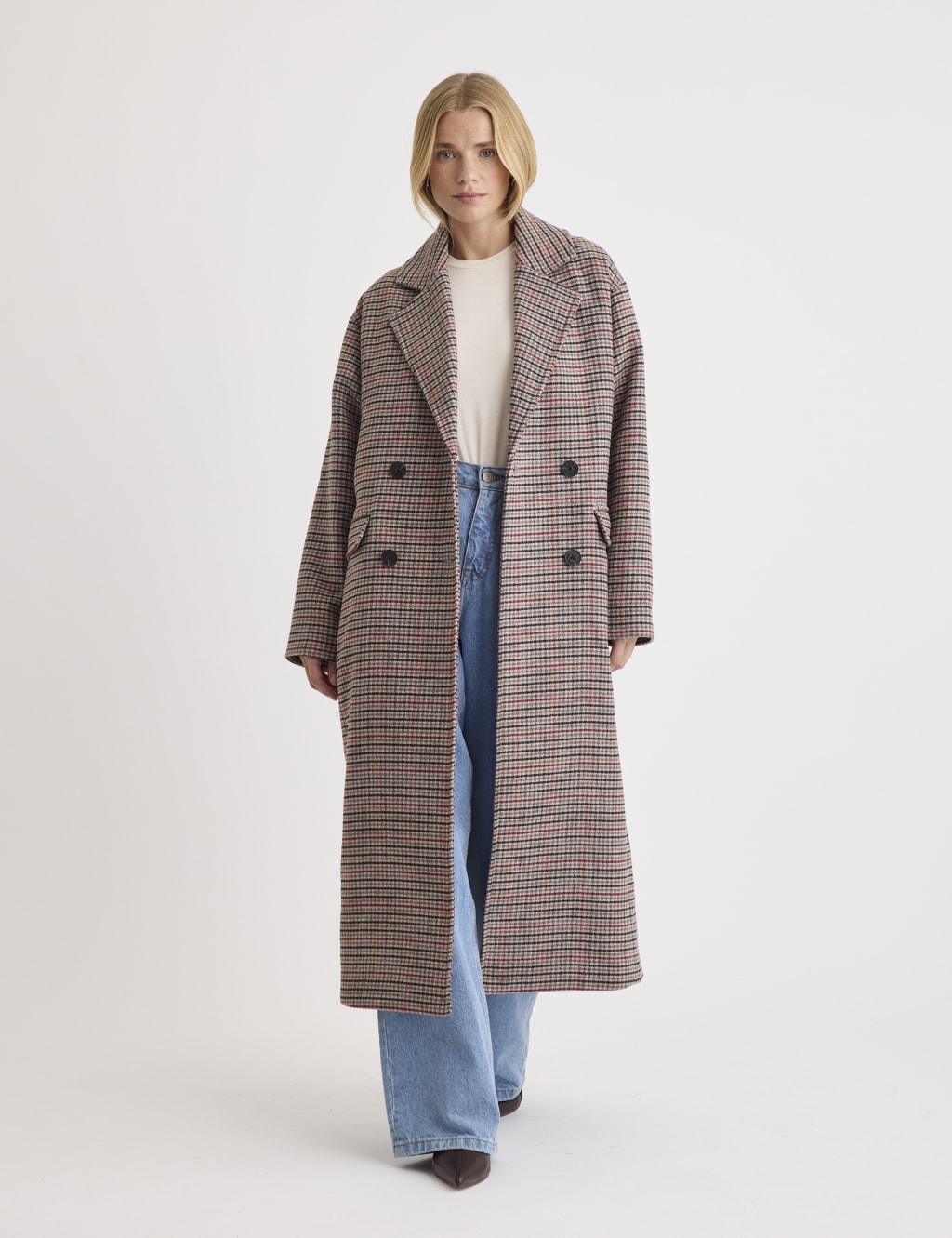 Tailored check coat on sale