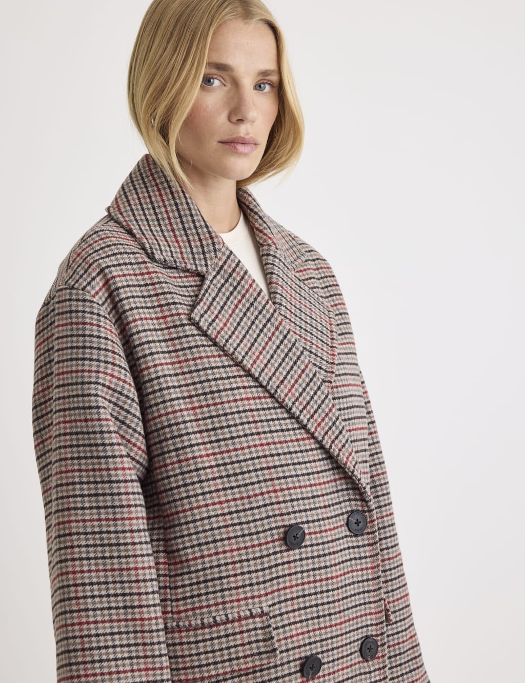 Wool Blend Checked Longline Tailored Coat Nobody s Child M S