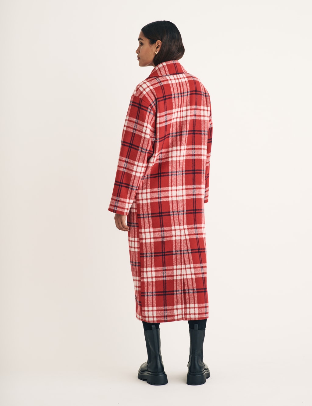 Warehouse tailored longline coat in check outlet