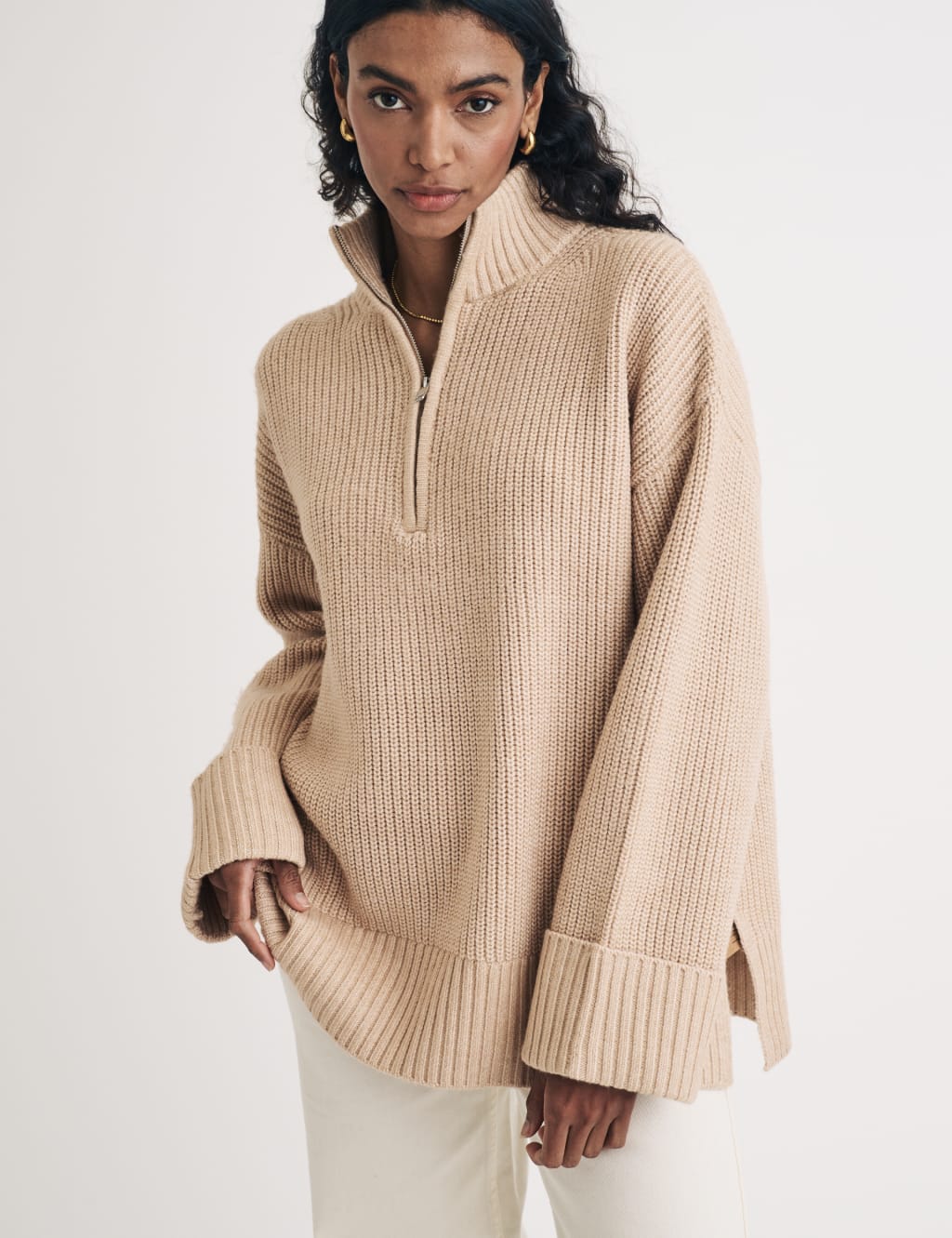Half zip ribbed sweater sale