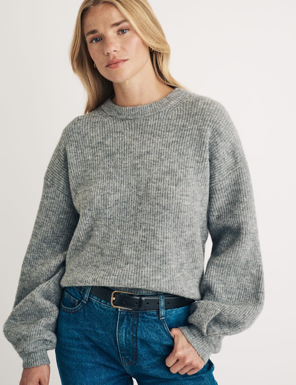 Grey balloon sleeve jumper sale