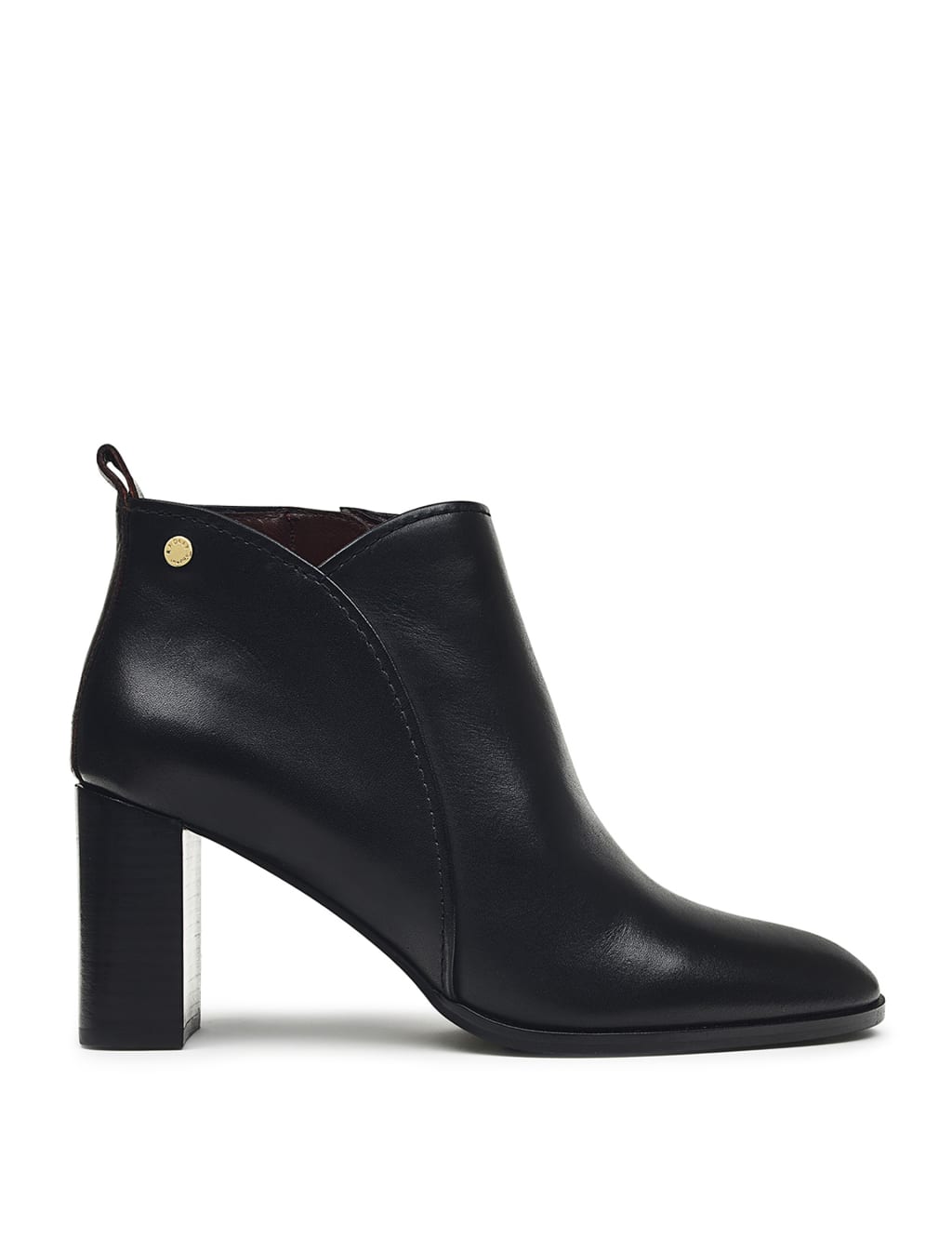 Block heel patent ankle boots top