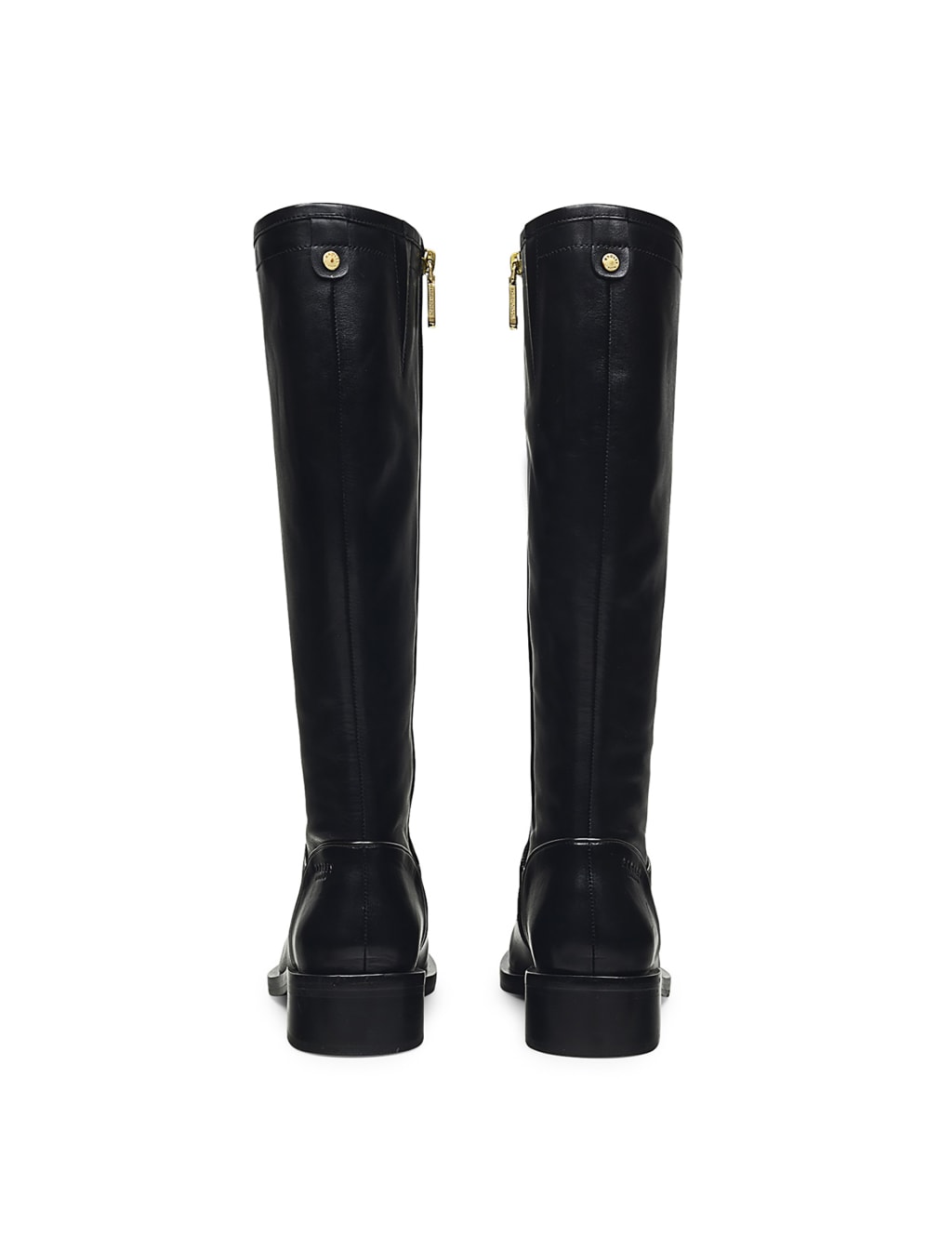 Leather Block Heel Knee High Boots