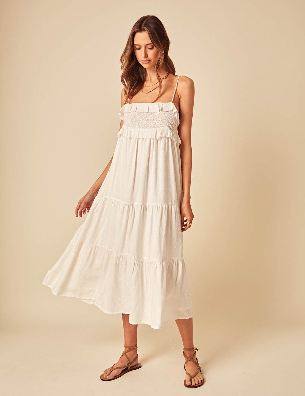 Pure Cotton Broiderie Square Neck Dress 4 of 4