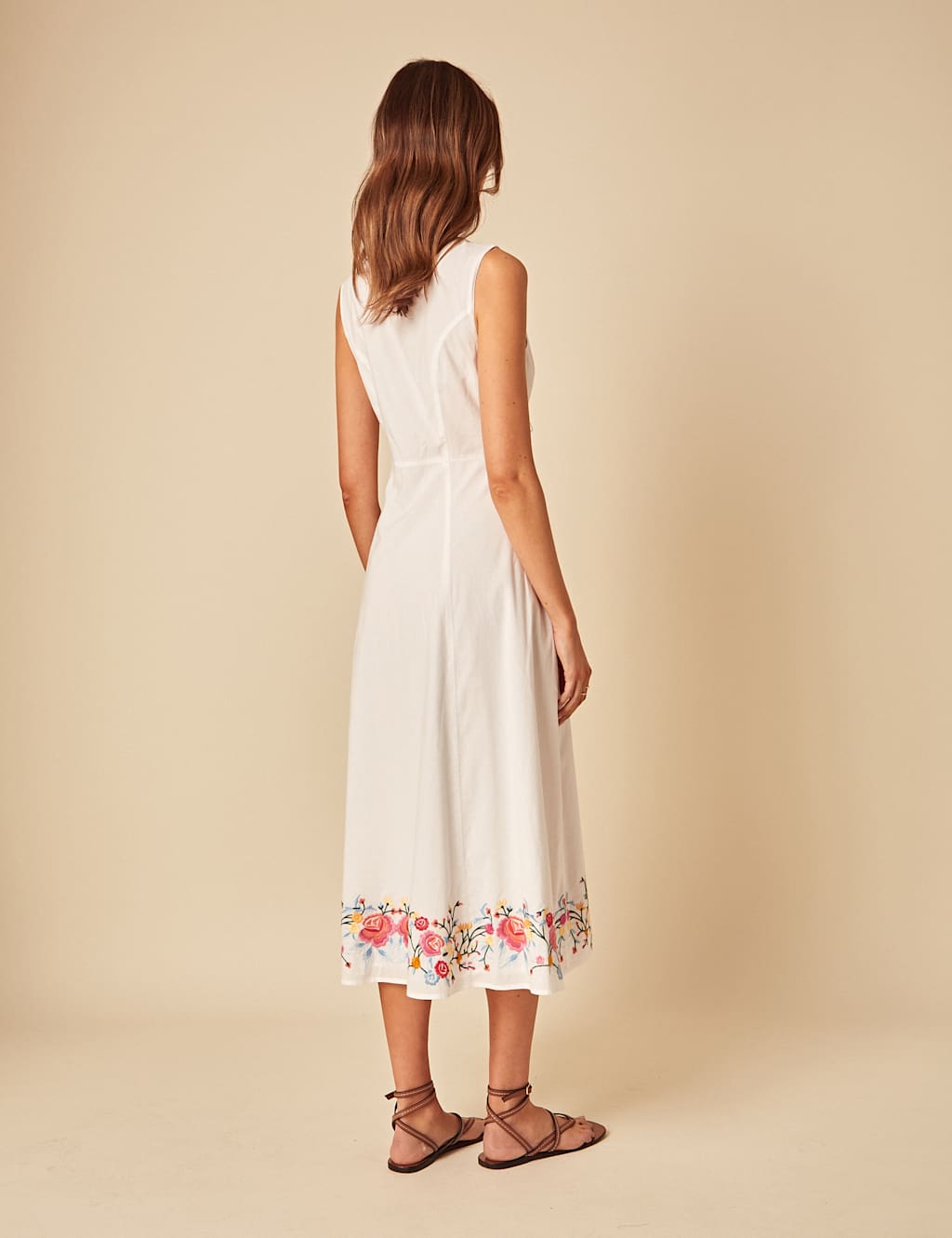 Pure Cotton Embroidered Waisted Midaxi Dress 2 of 4