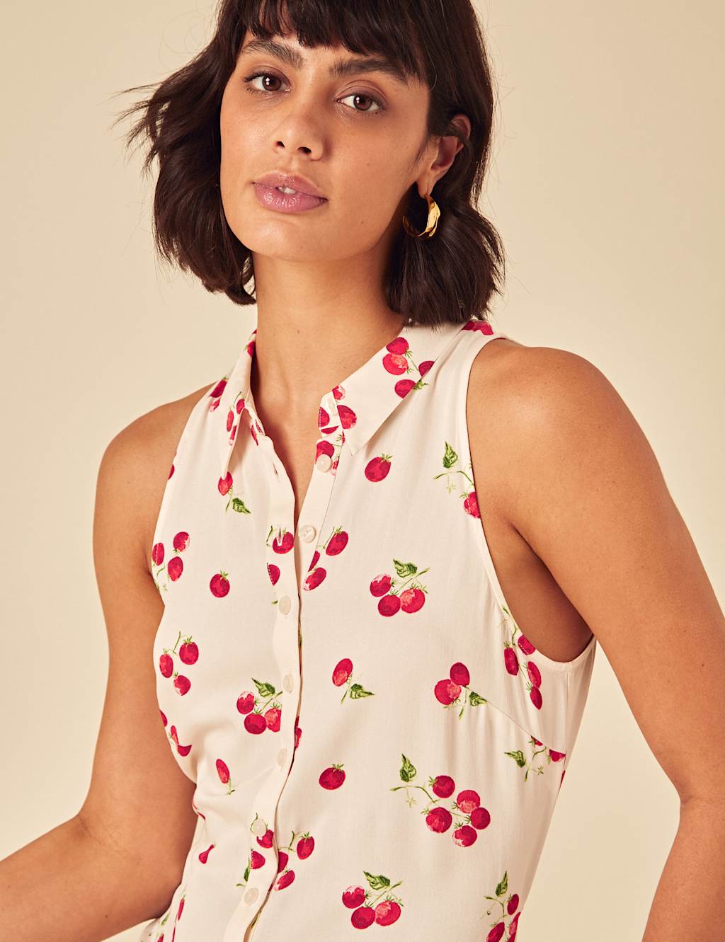 Tomato Print Midi Shirt Dress 3 of 5