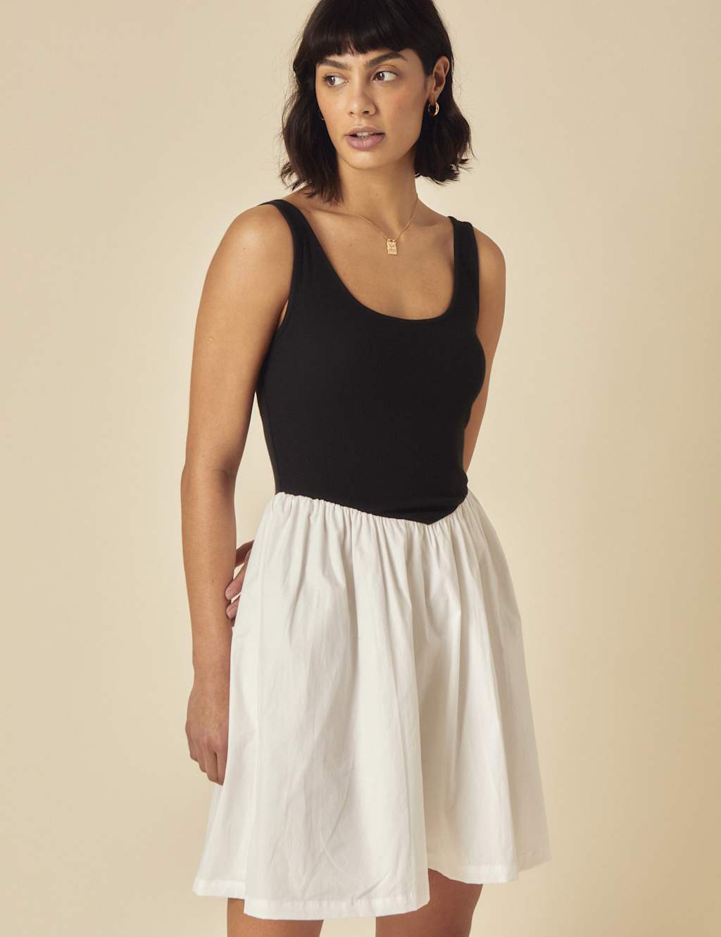 Pure Cotton Angled Seam Mini Waisted Dress 2 of 5