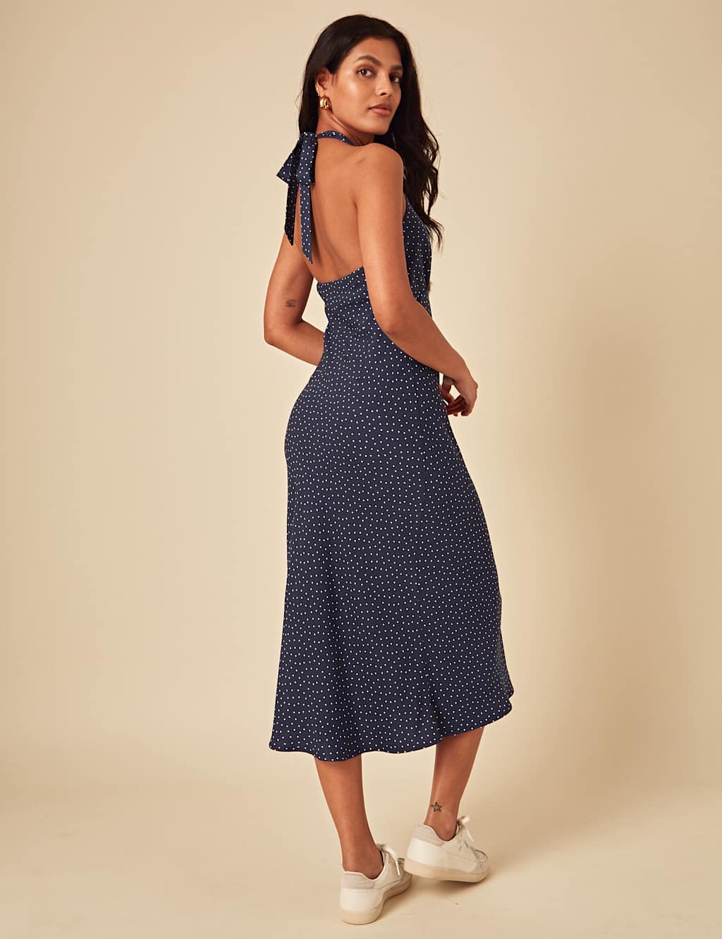 Polka Dot Halter Neck Midaxi Slip Dress 2 of 4