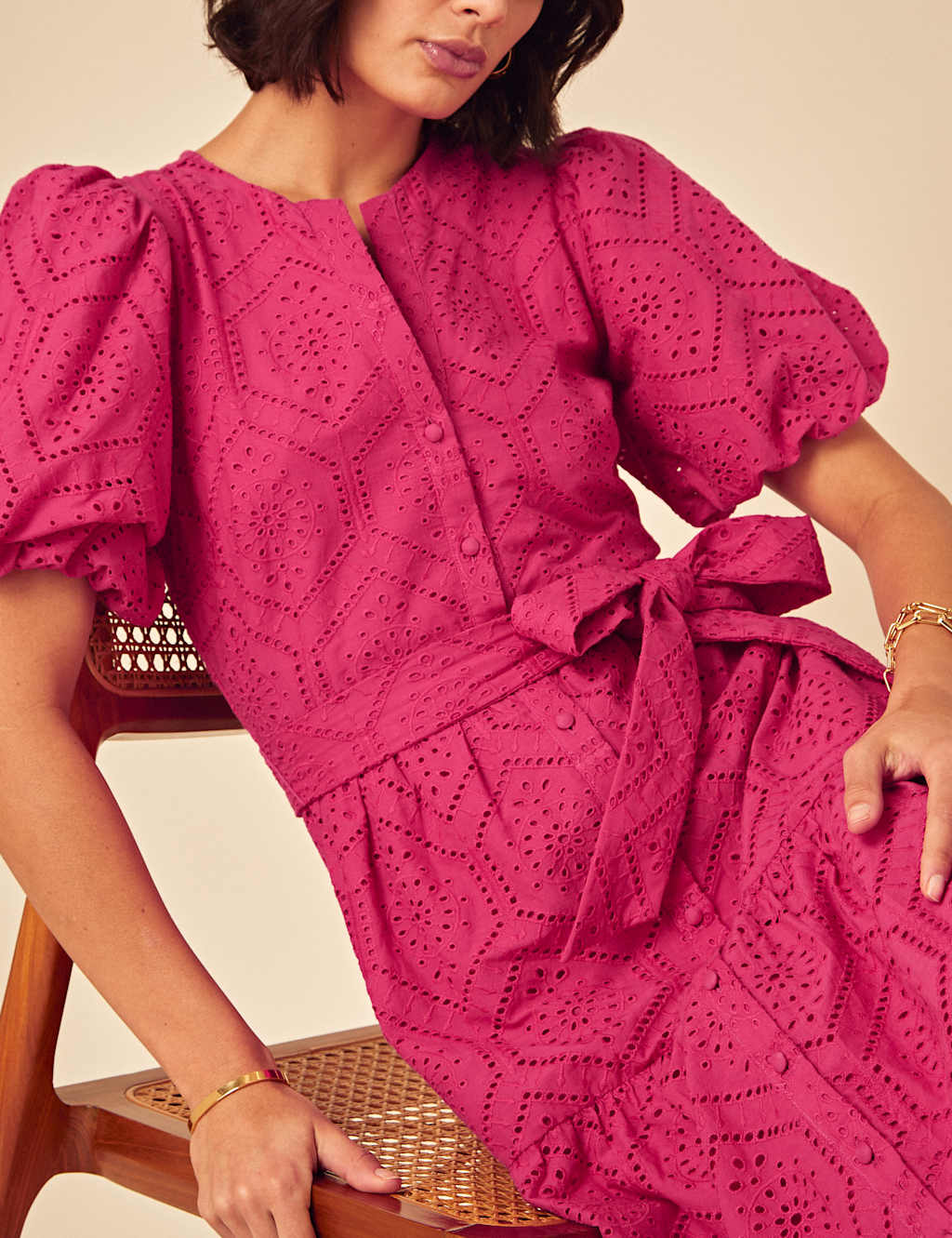 Pure Cotton Broderie Midaxi Tiered Dress 4 of 4