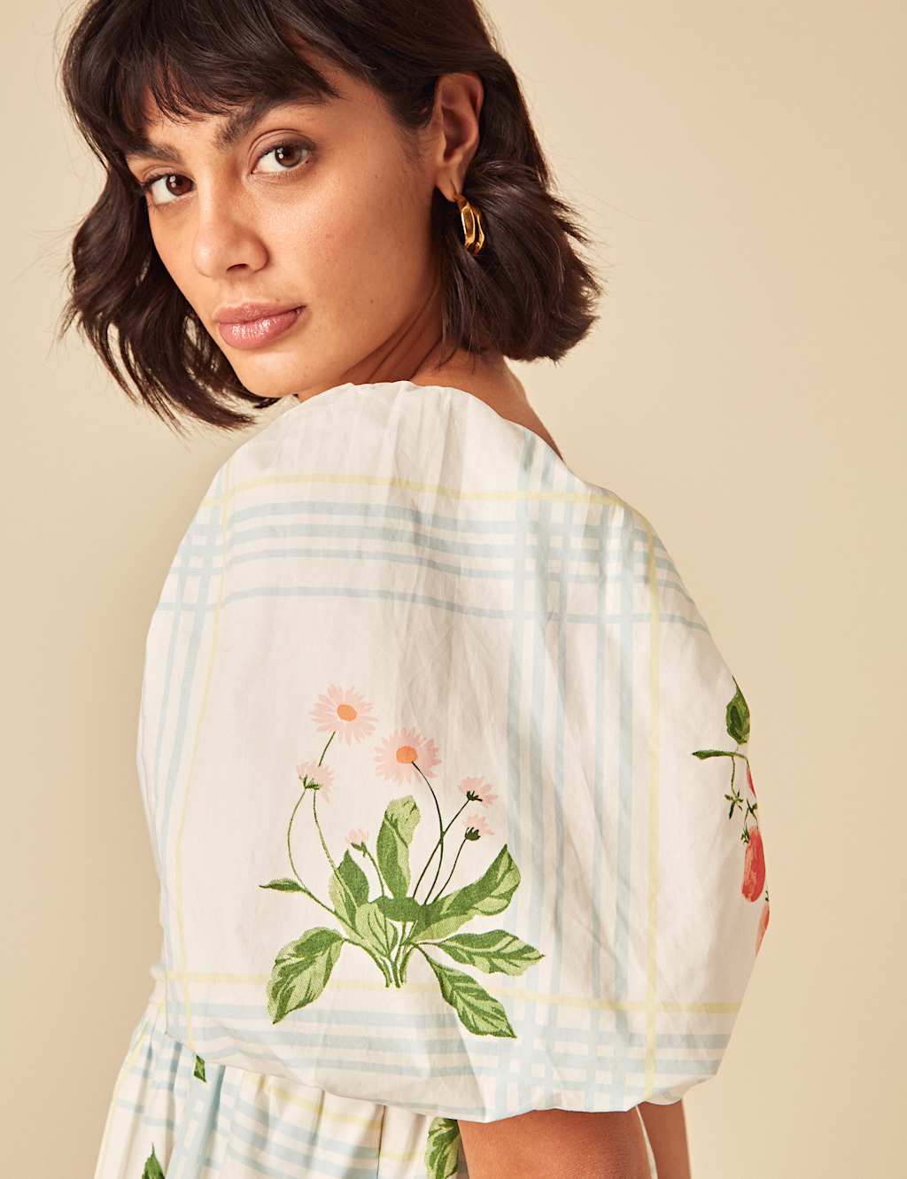 Lyocell Rich Printed Mini Smock Dress 4 of 5