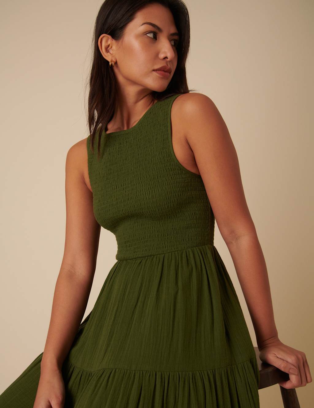 Pure Cotton Tiered Midaxi Dress 3 of 4