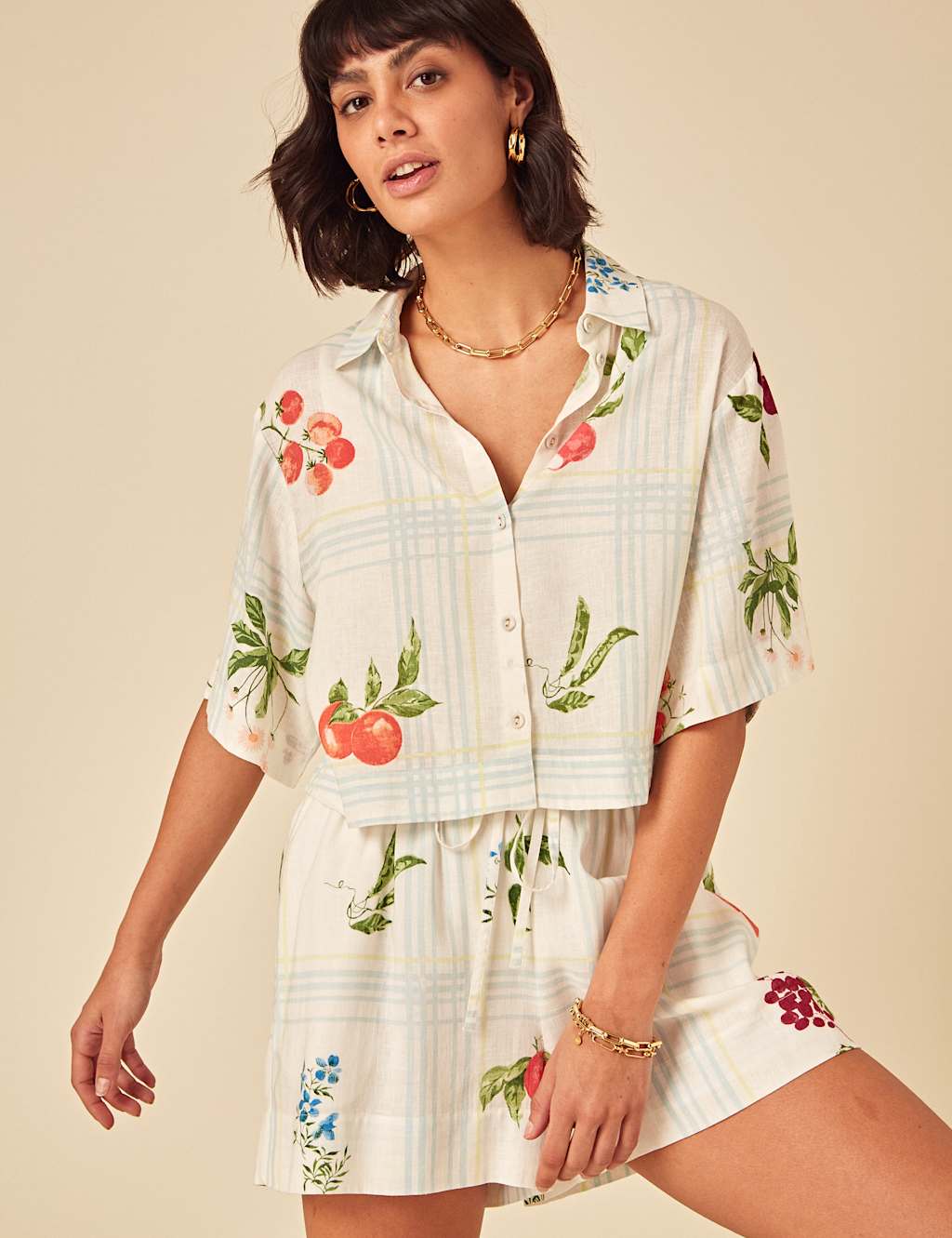 Printed Collared Shirt with Linen 4 of 13