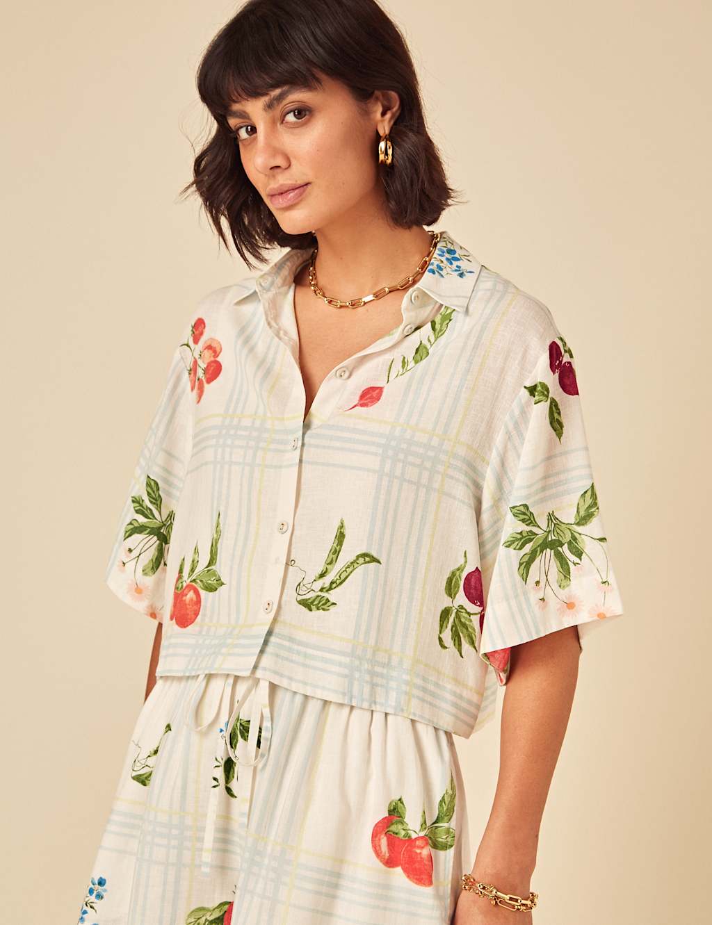Printed Collared Shirt with Linen 5 of 13