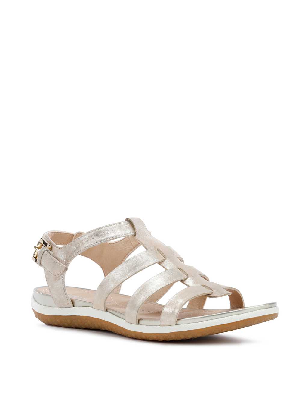 Leather Metallic Flat Sandals 2 of 7