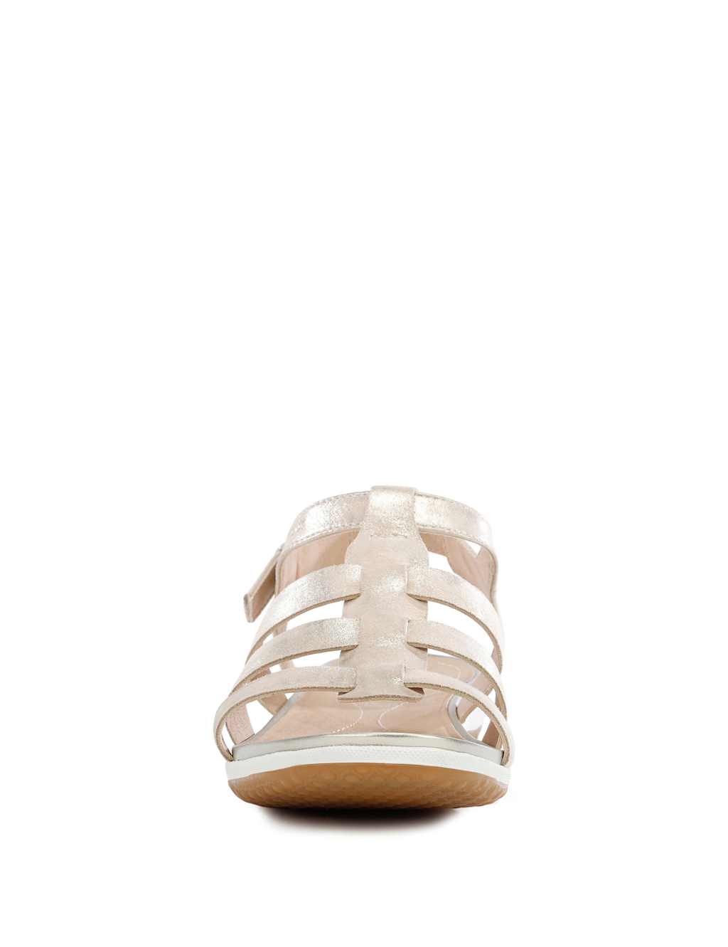 Leather Metallic Flat Sandals 3 of 7