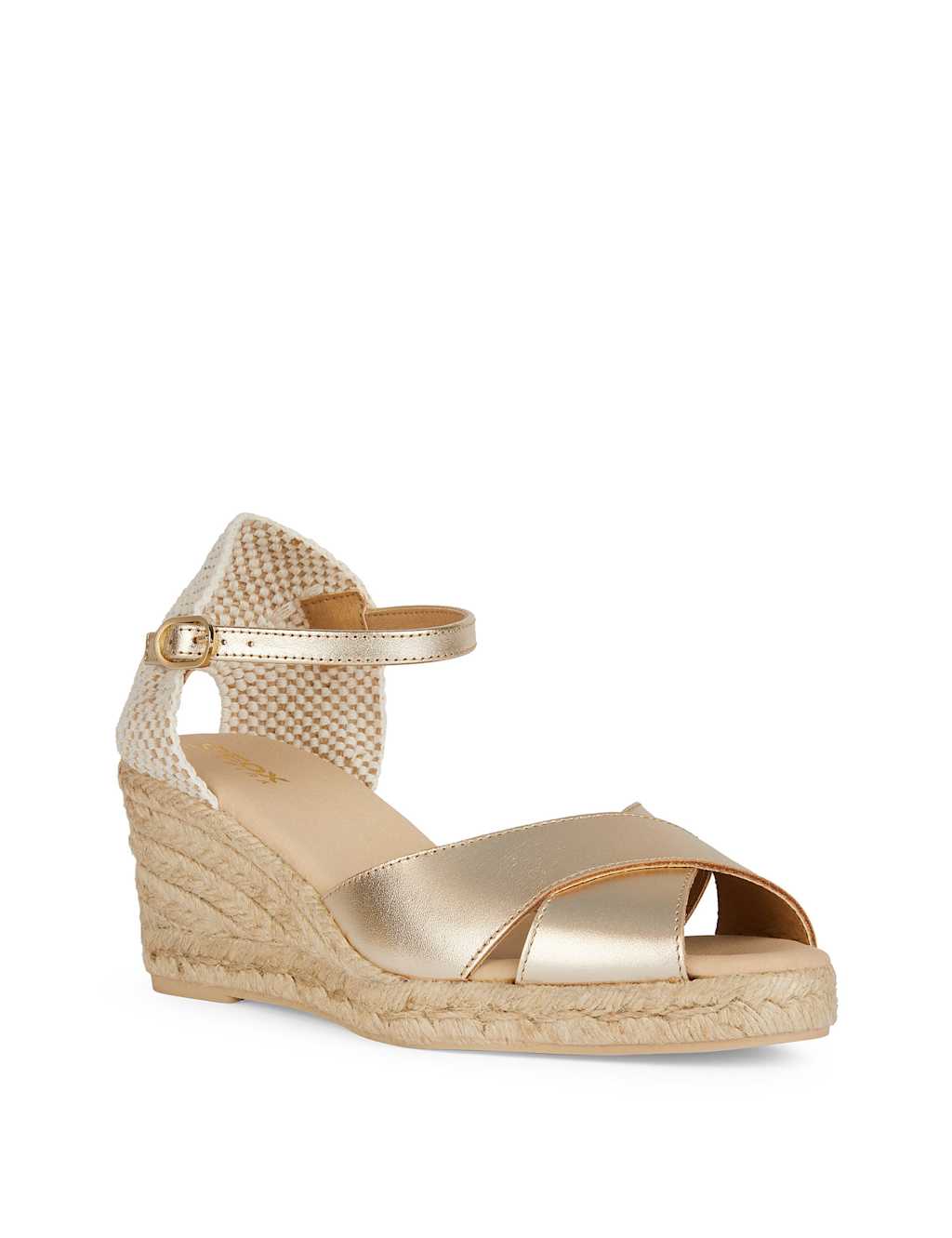 Leather Metallic Wedge Sandals 2 of 8
