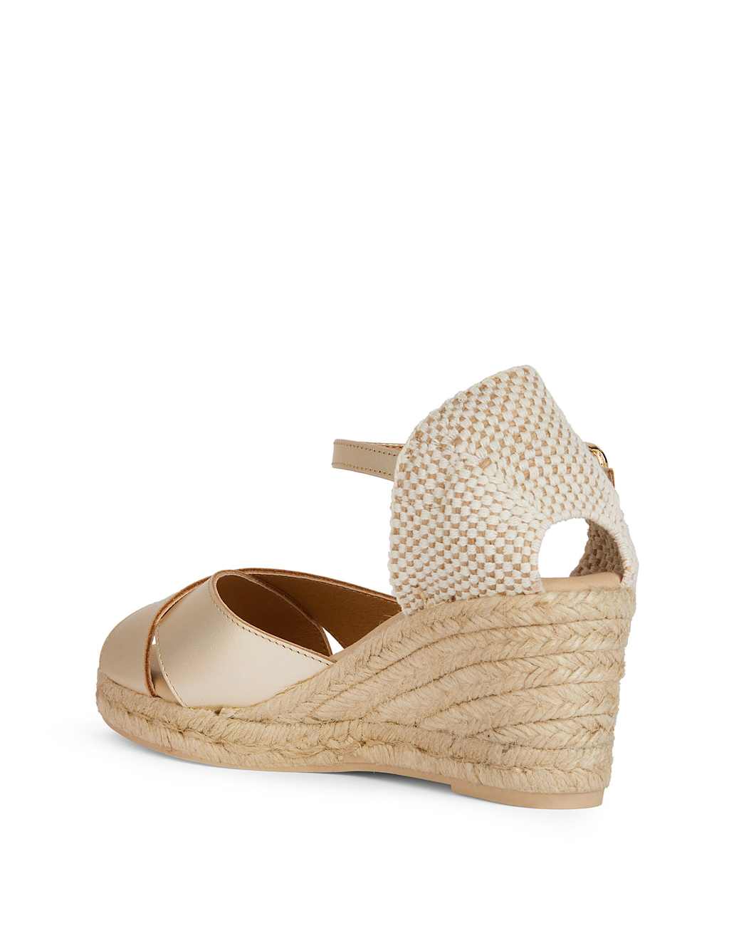 Leather Metallic Wedge Sandals 4 of 8