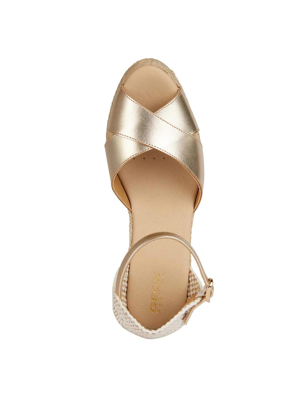 Leather Metallic Wedge Sandals 6 of 8