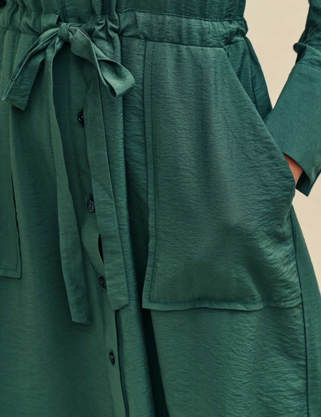 Satin Tie Waist Midi Shift Dress 4 of 6