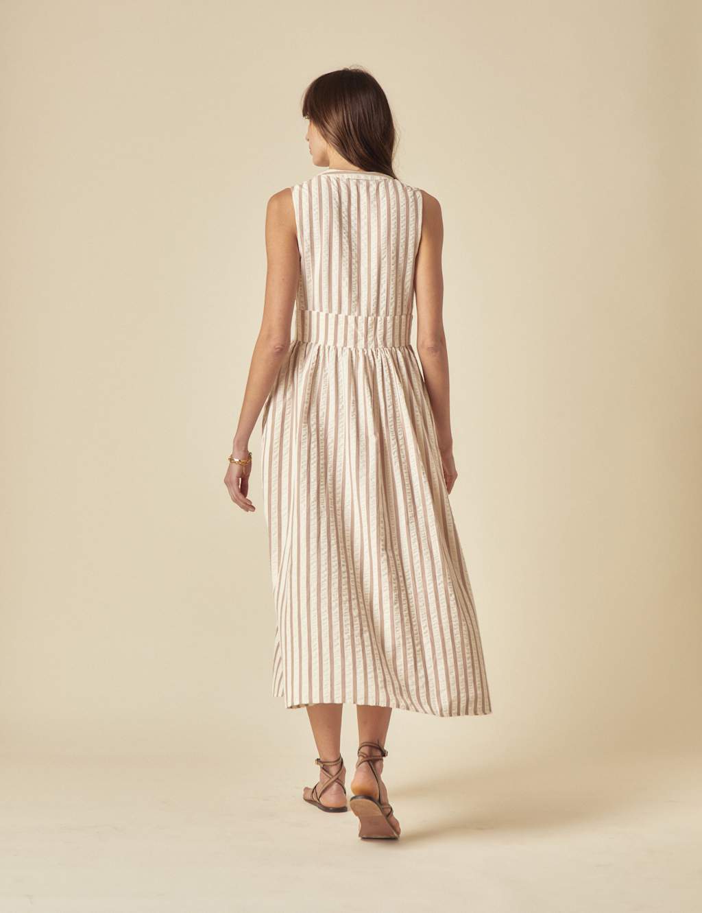 Pure Cotton Striped Midaxi Waisted Dress 2 of 5