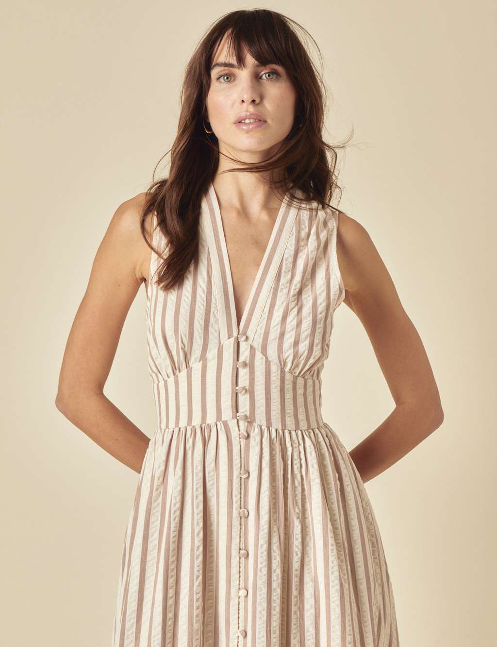 Pure Cotton Striped Midaxi Waisted Dress 3 of 5