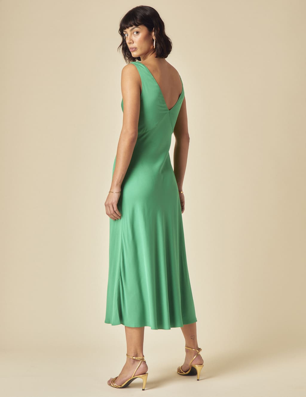 V-Neck Twist Front Midi Slip Dress 2 of 5