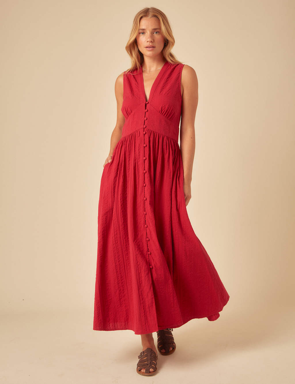 Pure Cotton V-Neck Midaxi Skater Dress 4 of 4
