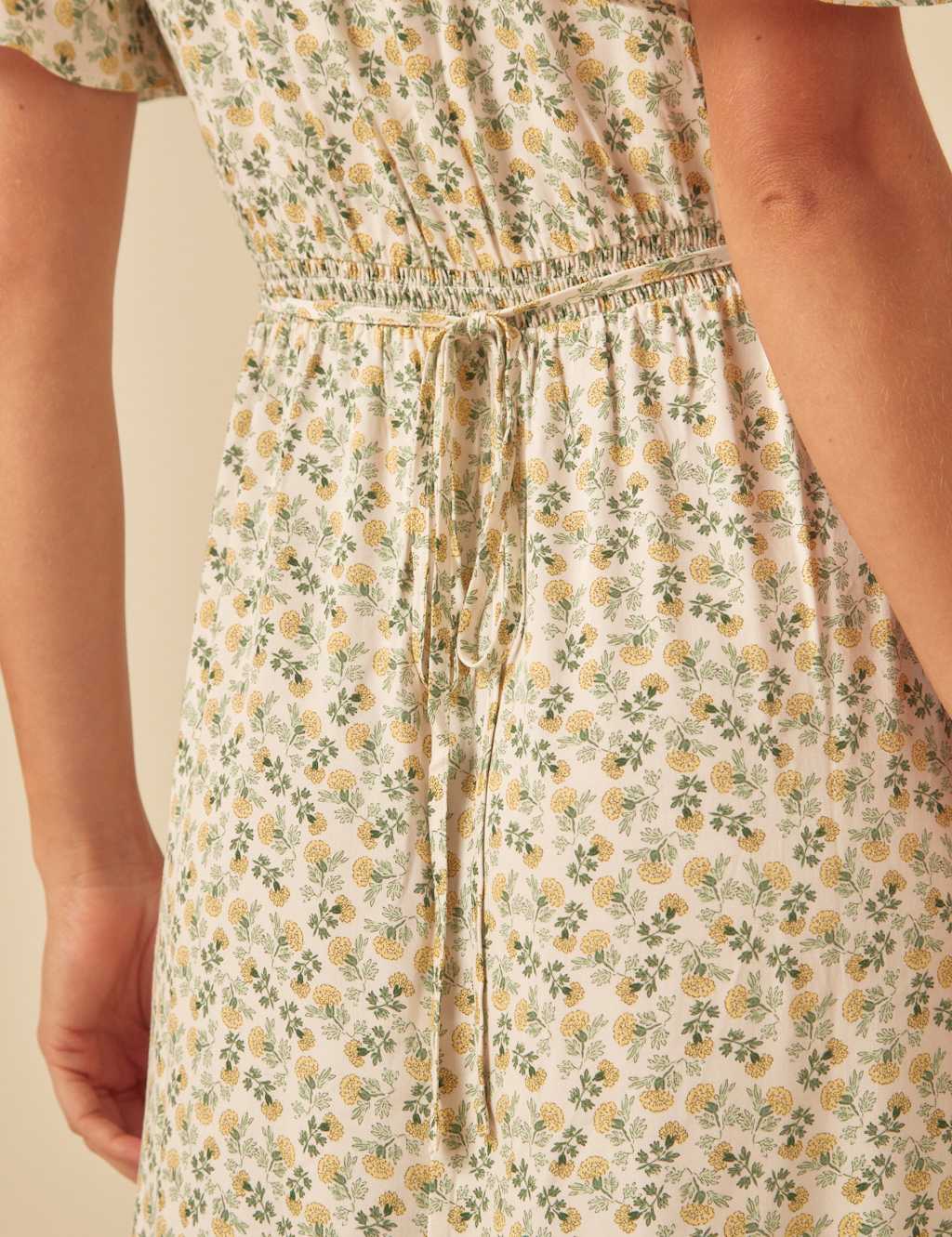 Floral V-Neck Tie Waist Midaxi Tea Dress 4 of 5