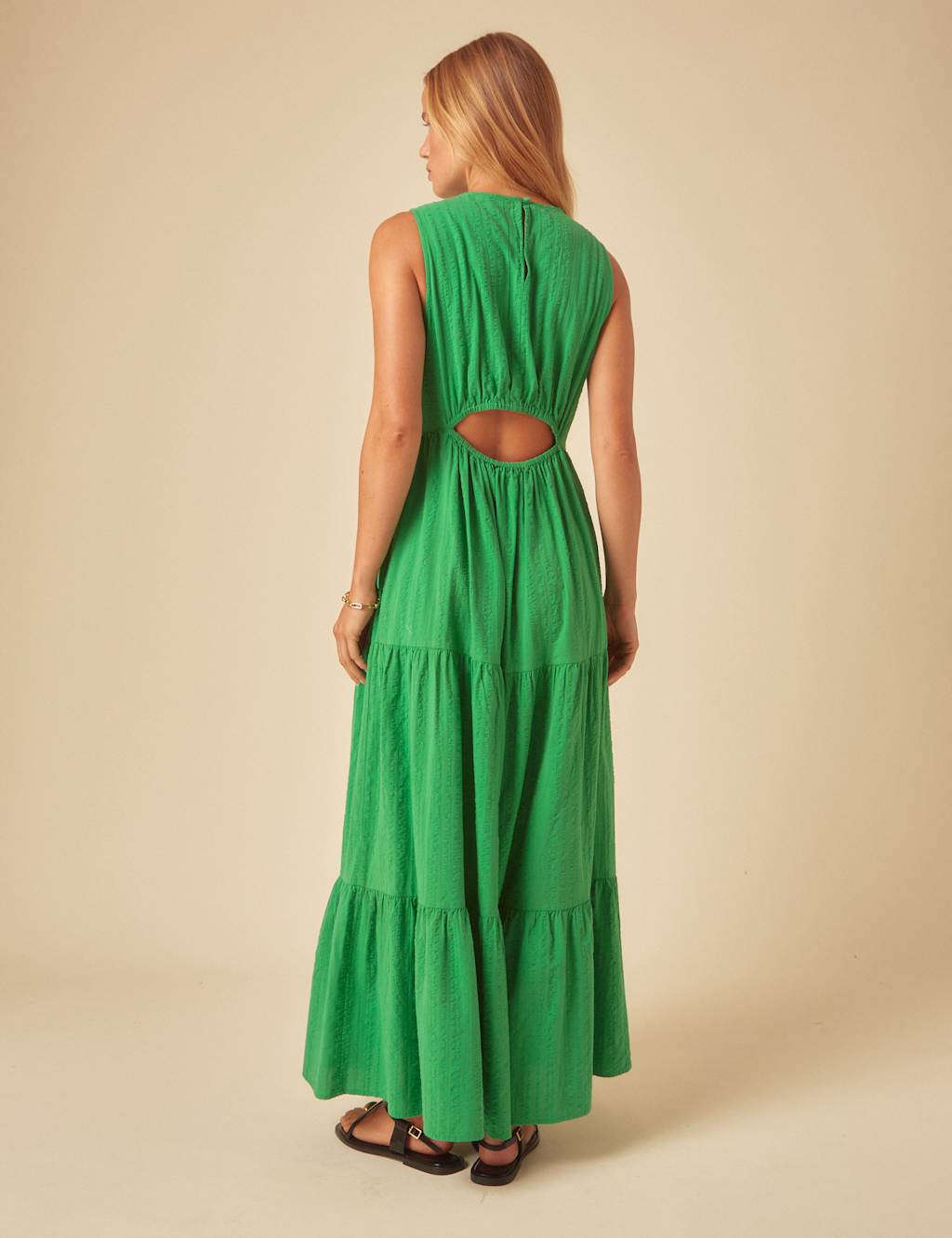 Pure Cotton Textured Midaxi Tiered Dress 2 of 5