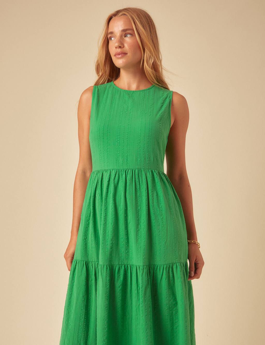 Pure Cotton Textured Midaxi Tiered Dress 3 of 5