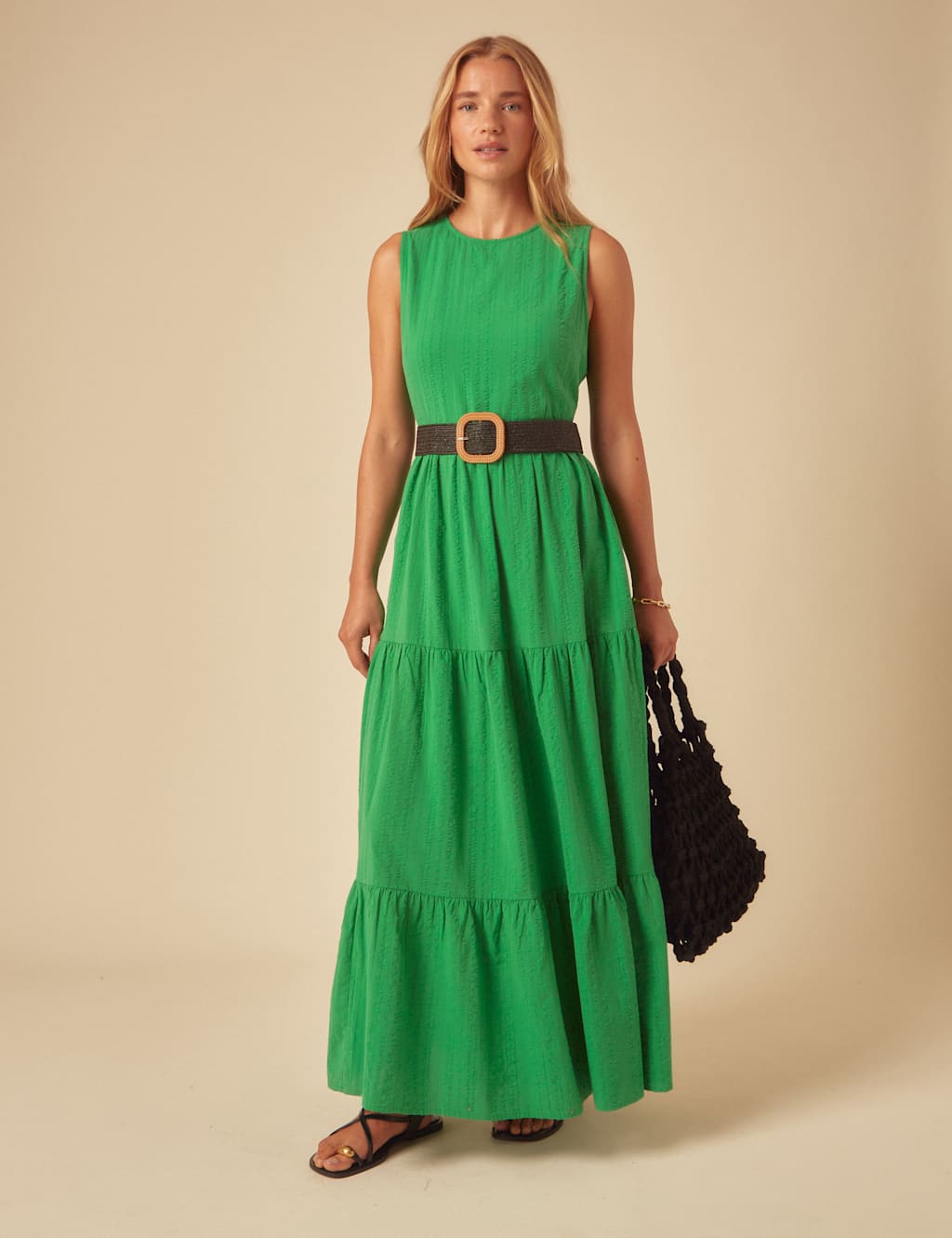 Pure Cotton Textured Midaxi Tiered Dress 5 of 5