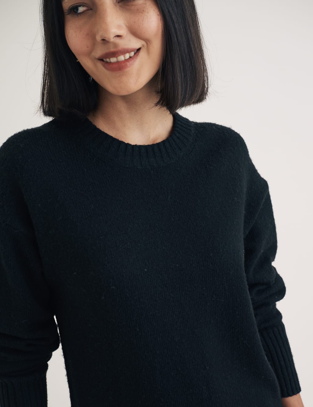 Cotton Rich Round Neck Mini Jumper Dress