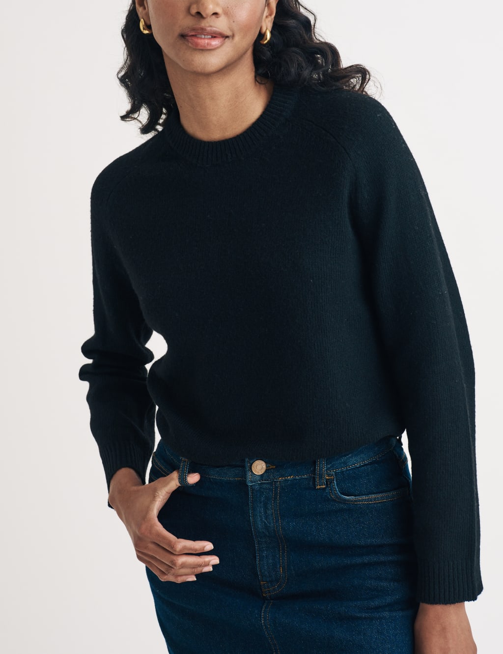 Cotton Rich Textured Crew Neck Jumper Nobody s Child M S