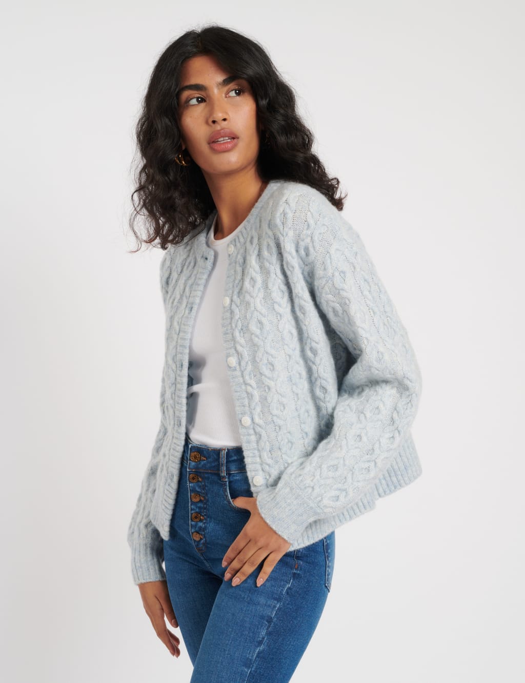 Merino Wool Rich Cable Knit Cardigan Nobody s Child M S