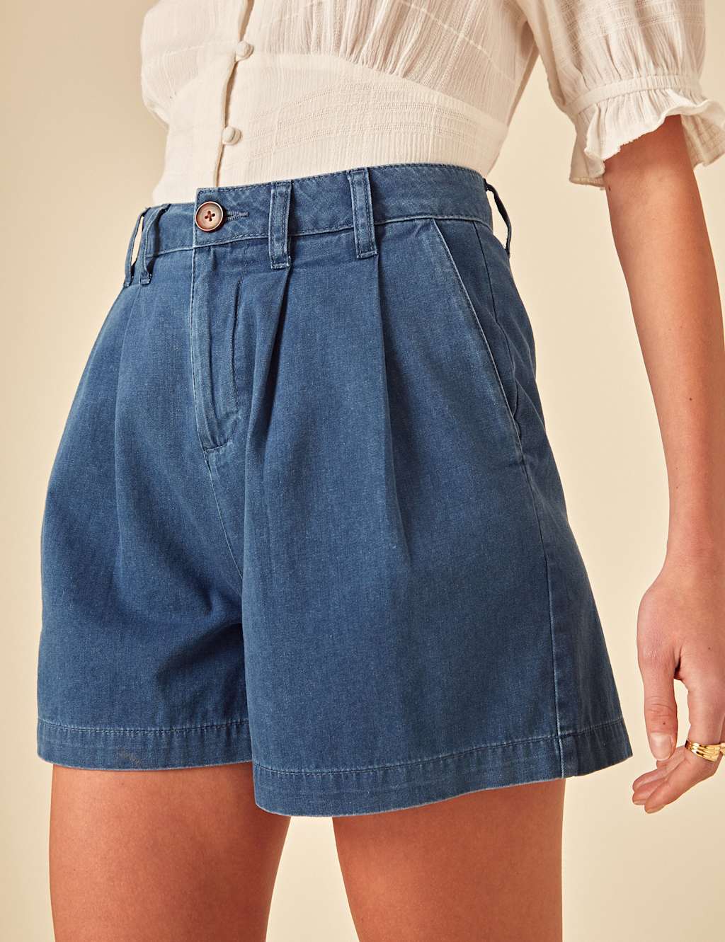 Pure Cotton Denim High Waisted Ava Shorts 2 of 5