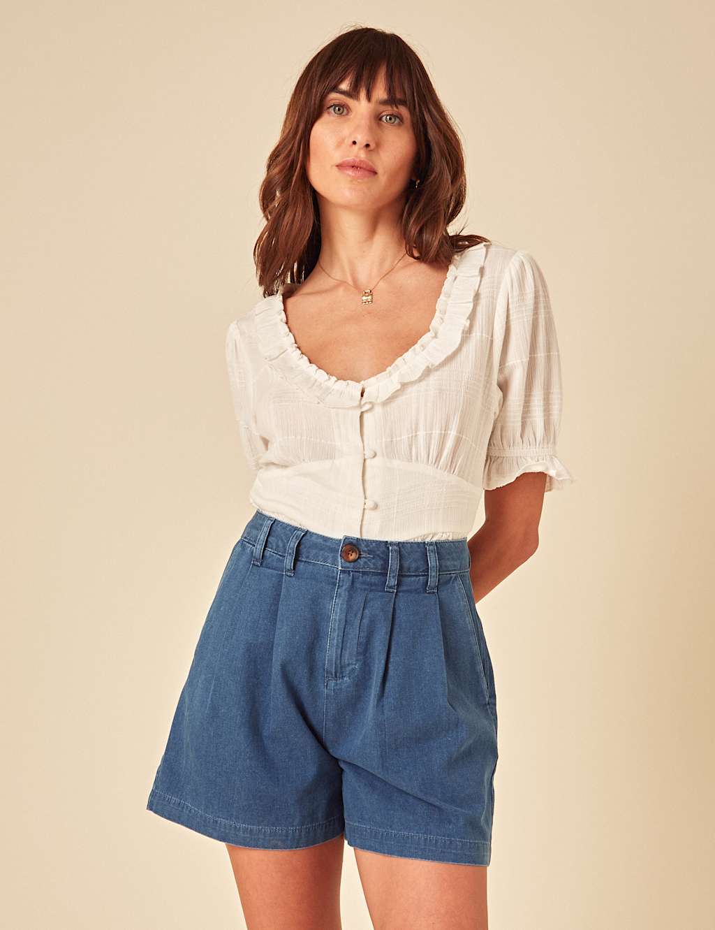 Pure Cotton Denim High Waisted Ava Shorts 5 of 5