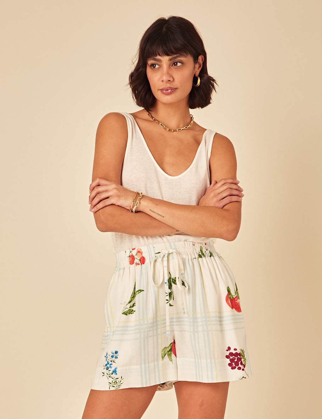 Lyocel Rich Printed High Waisted Shorts 5 of 5