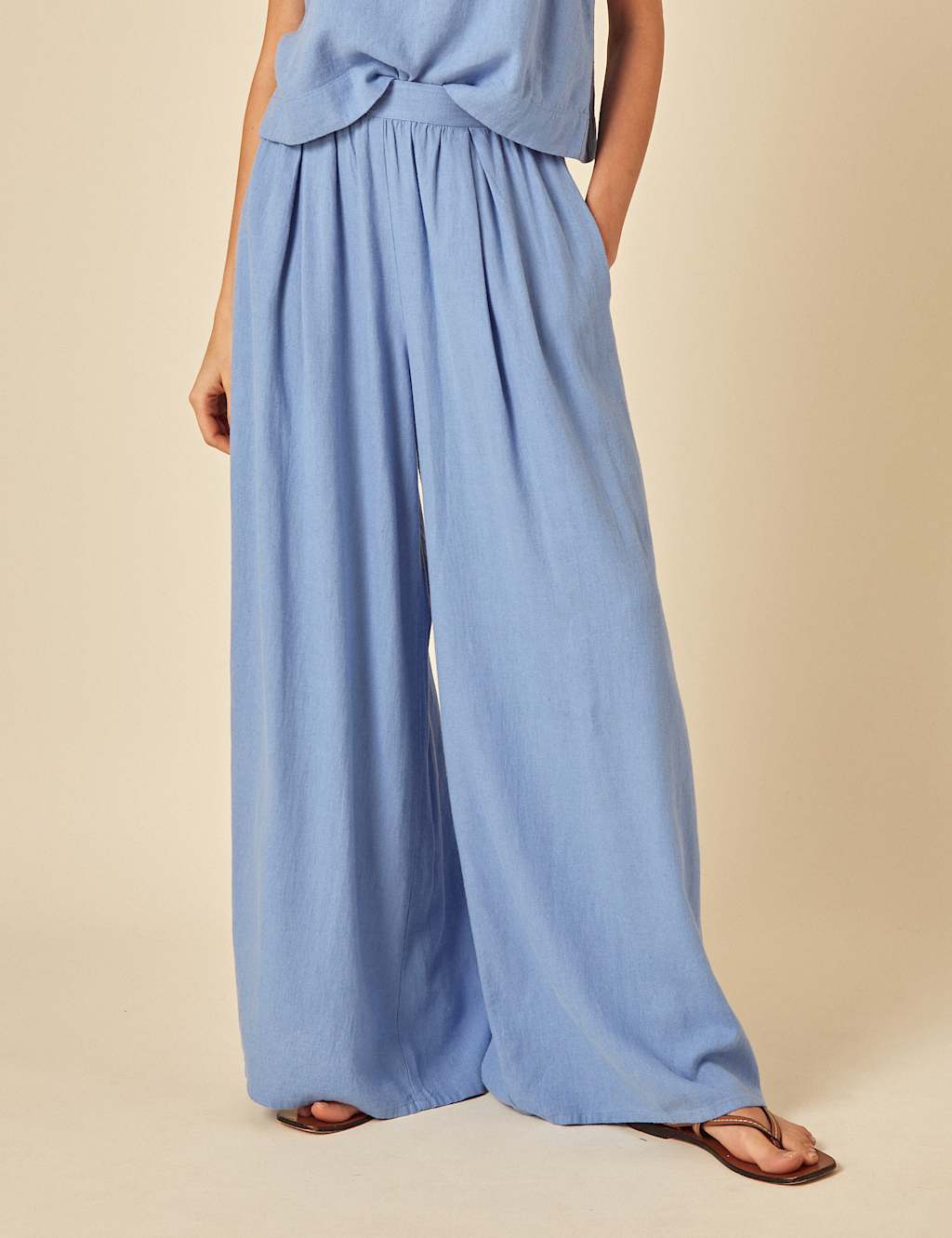 Linen Rich Wide Leg Trousers 2 of 4